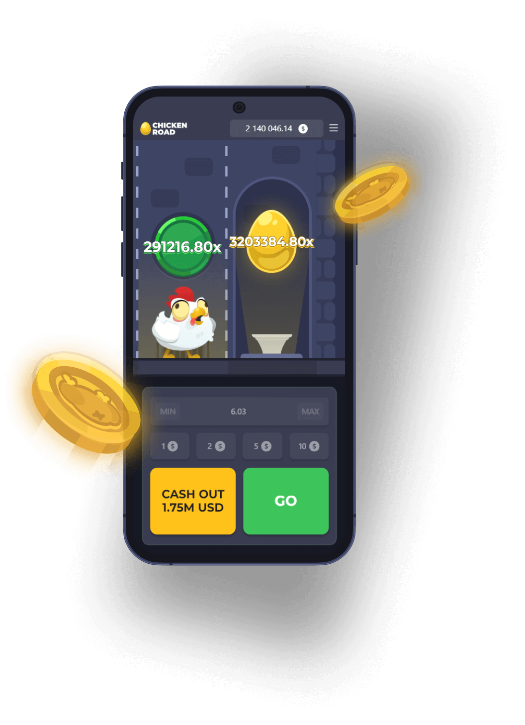 Chicken Road на телефоне и планшете